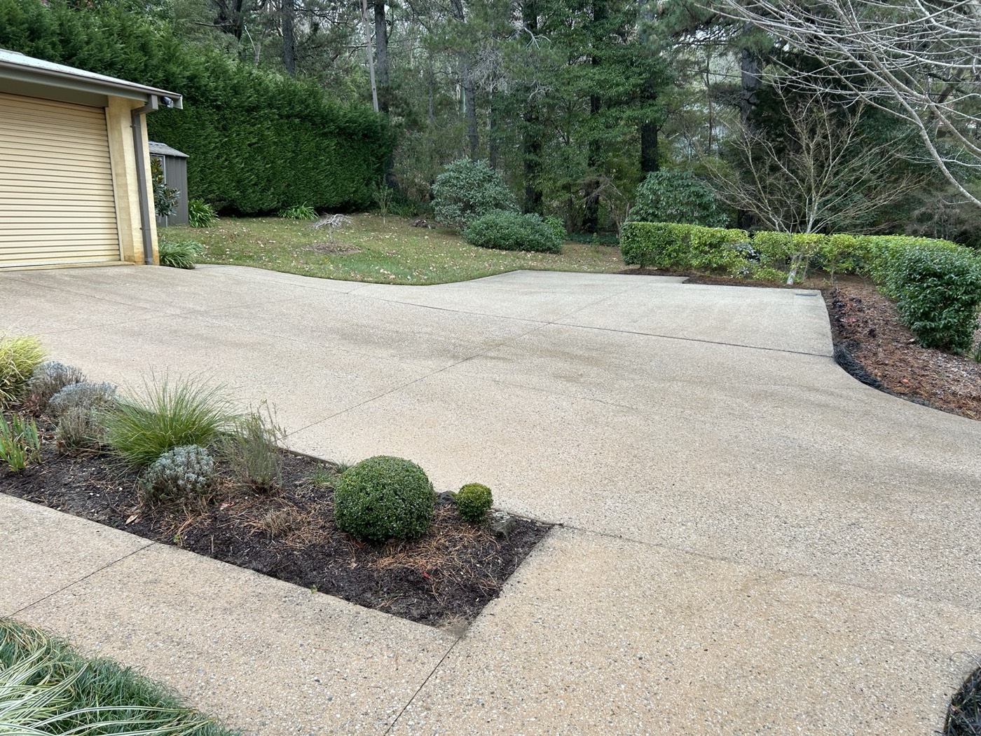 Pressure washed driveway